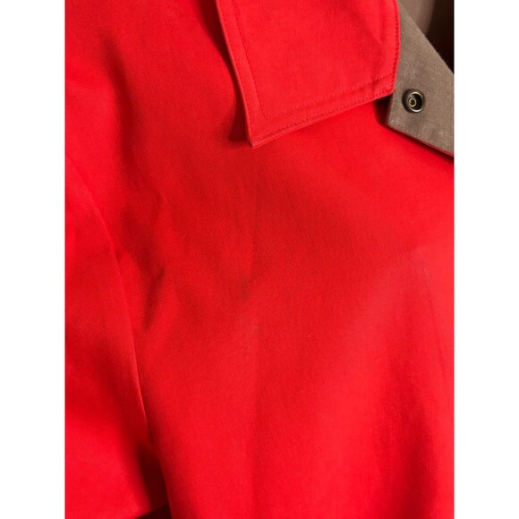 Eileen Fisher Women's Red Beige Trench Coat Medium Snap Rain Jacket - Picture 7 of 10